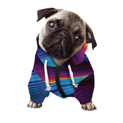 Colorful Psychedelic Print Dog Zip Up Hoodie