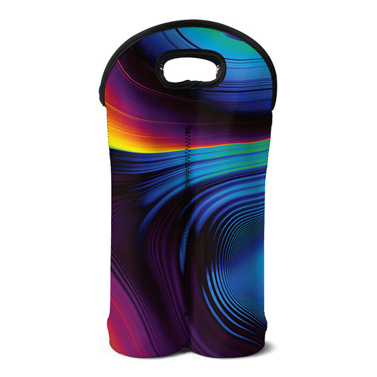 Colorful Psychedelic Print Double Neoprene Wine Tote