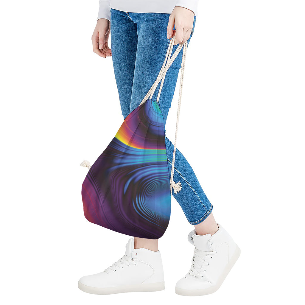 Colorful Psychedelic Print Drawstring Bag