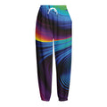 Colorful Psychedelic Print Fleece Lined Knit Pants