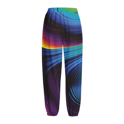 Colorful Psychedelic Print Fleece Lined Knit Pants