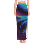 Colorful Psychedelic Print High Slit Maxi Skirt