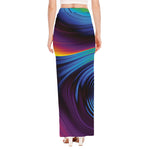 Colorful Psychedelic Print High Slit Maxi Skirt