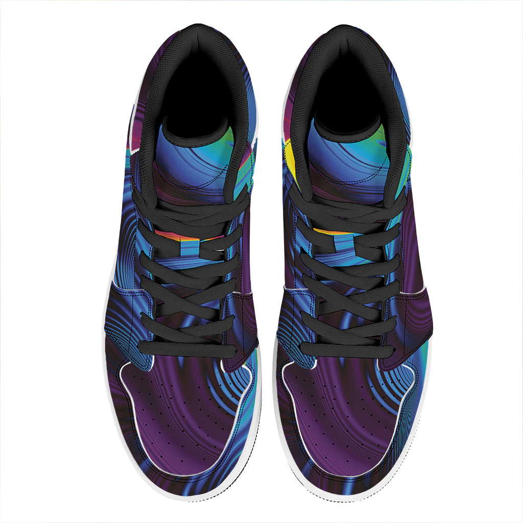 Colorful Psychedelic Print High Top Leather Sneakers