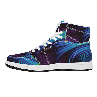 Colorful Psychedelic Print High Top Leather Sneakers