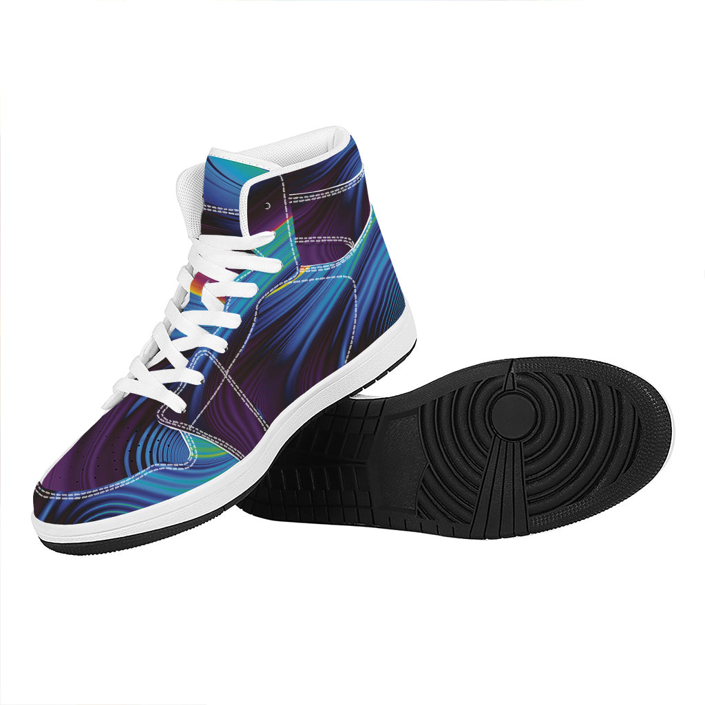 Colorful Psychedelic Print High Top Leather Sneakers