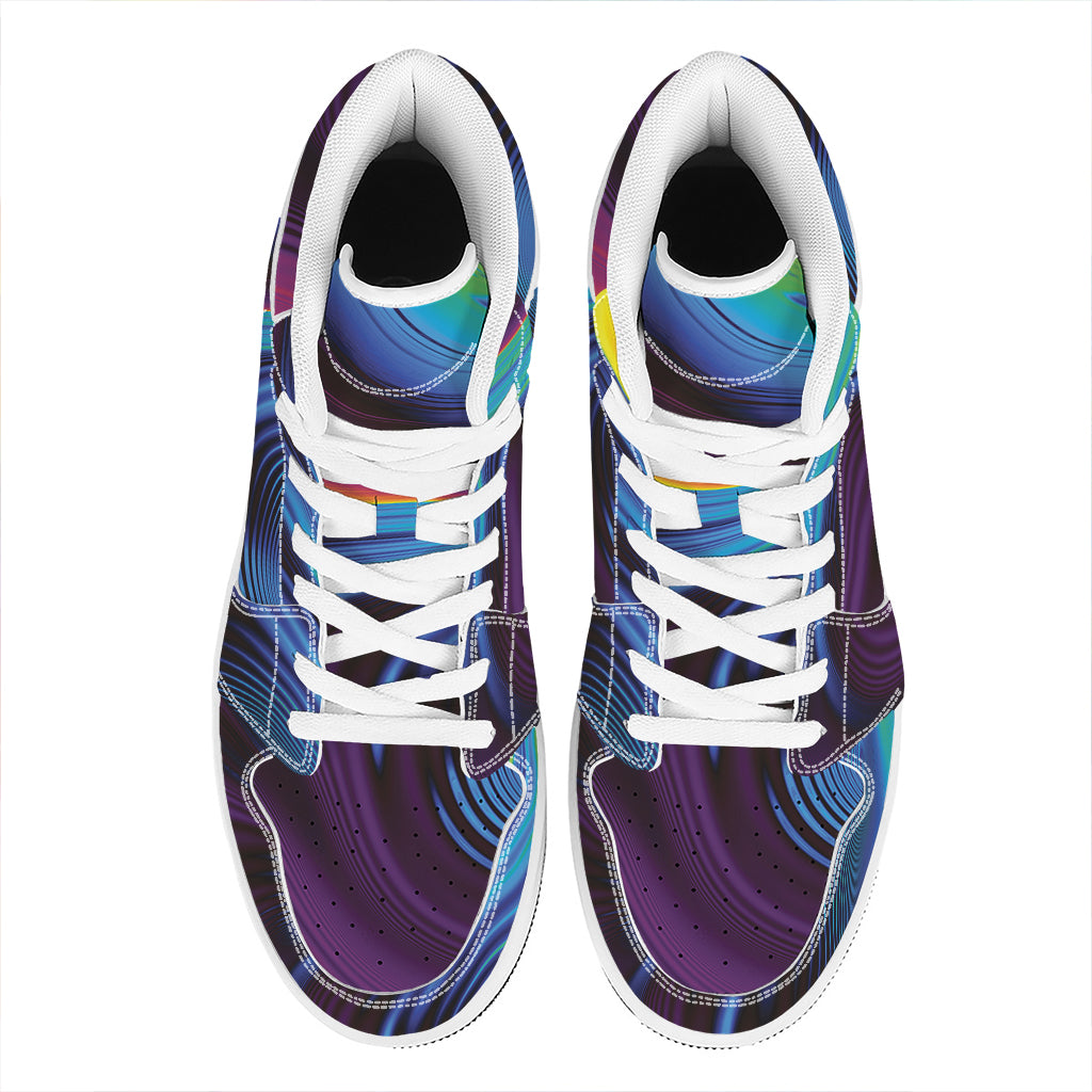Colorful Psychedelic Print High Top Leather Sneakers