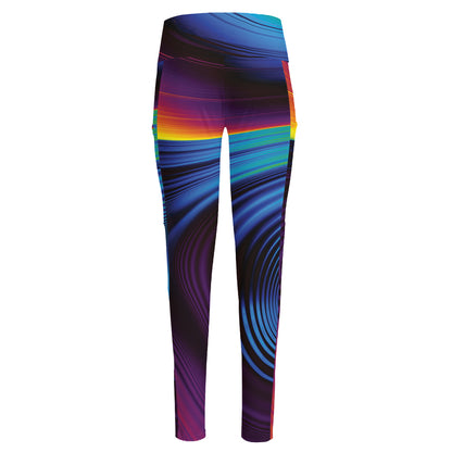 Colorful Psychedelic Print High-Waisted Pocket Leggings