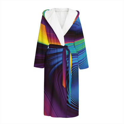 Colorful Psychedelic Print Hooded Bathrobe