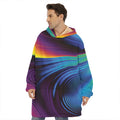 Colorful Psychedelic Print Hoodie Blanket