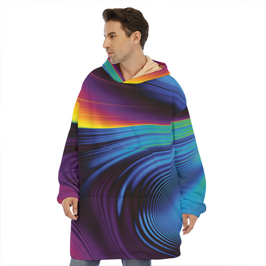 Colorful Psychedelic Print Hoodie Blanket
