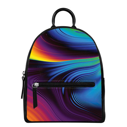 Colorful Psychedelic Print Leather Backpack