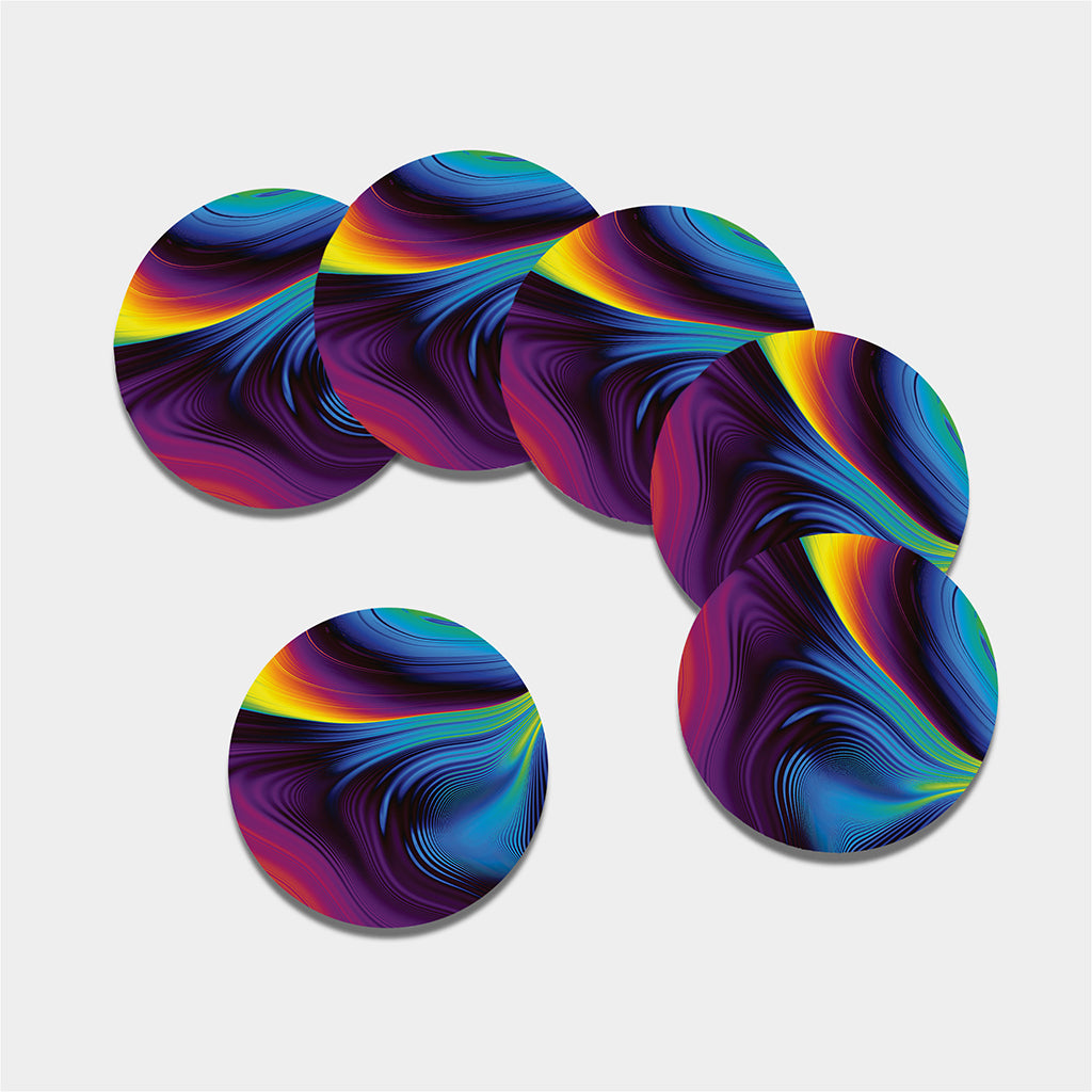 Colorful Psychedelic Print Leather Coaster Set