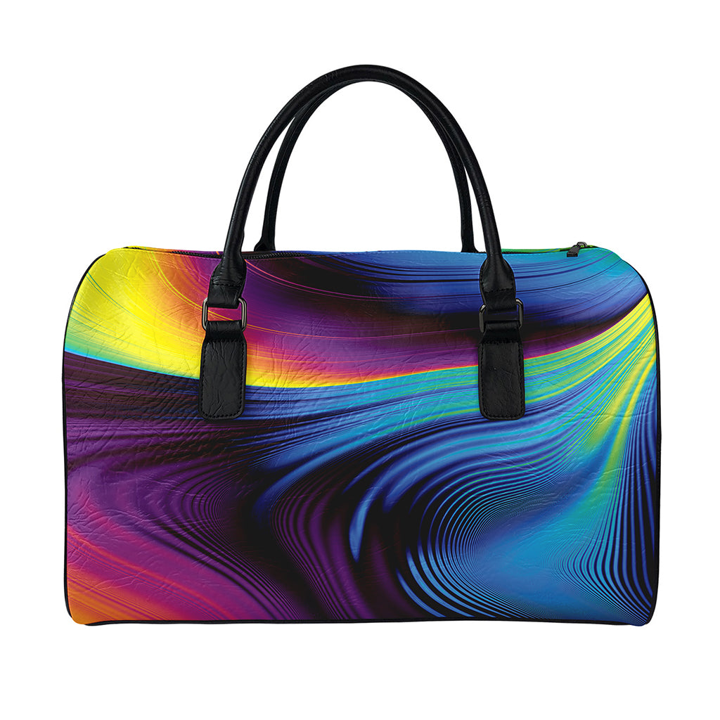 Colorful Psychedelic Print Leather Duffle Bag