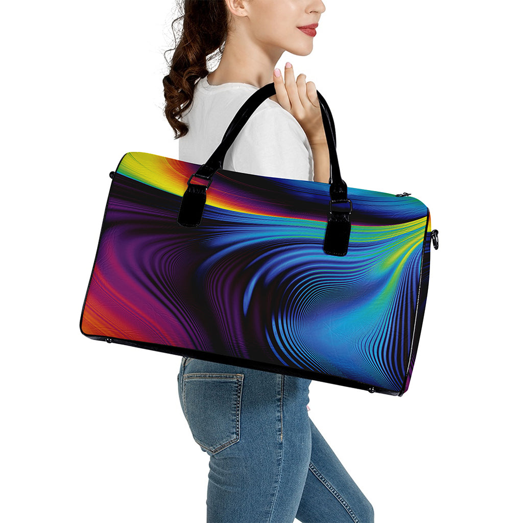 Colorful Psychedelic Print Leather Duffle Bag