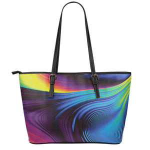 Colorful Psychedelic Print Leather Tote Bag