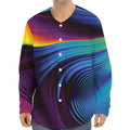 Colorful Psychedelic Print Long Sleeve Baseball Jersey