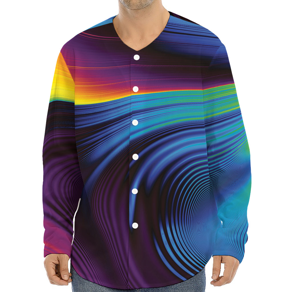 Colorful Psychedelic Print Long Sleeve Baseball Jersey
