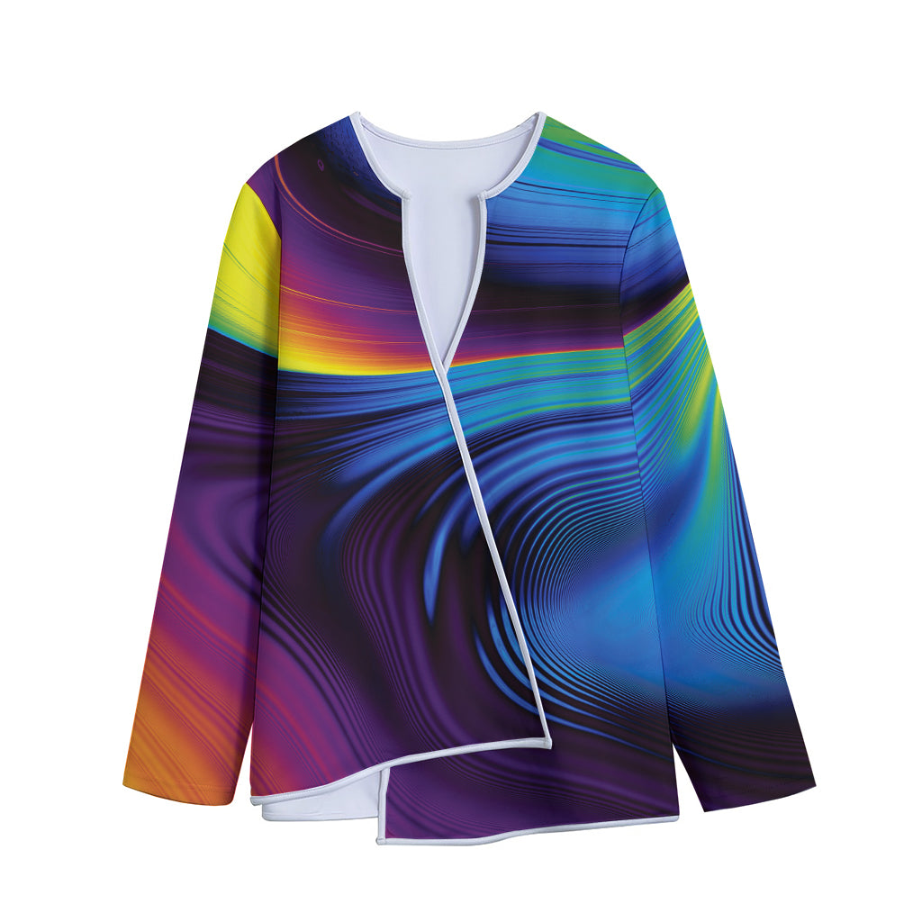 Colorful Psychedelic Print Long Sleeve Short Coat