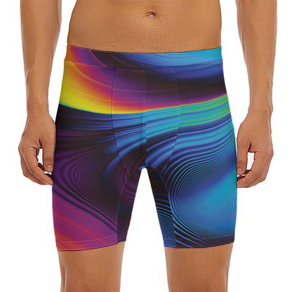 Colorful Psychedelic Print Men's Long Boxer Briefs