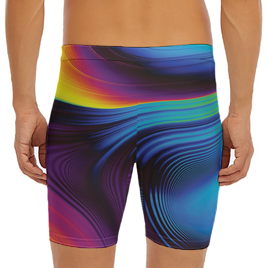 Colorful Psychedelic Print Men's Long Boxer Briefs
