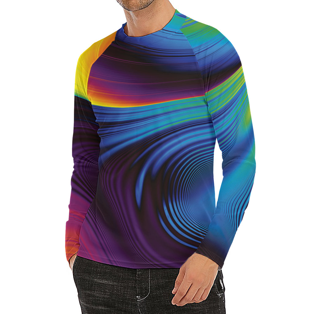 Colorful Psychedelic Print Men's Long Sleeve Rash Guard