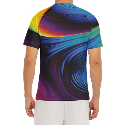 Colorful Psychedelic Print Men's Short Sleeve Rash Guard