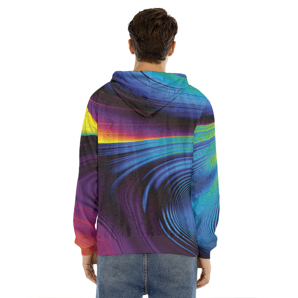 Colorful Psychedelic Print Men's Velvet Pullover Hoodie