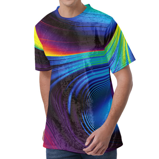Colorful Psychedelic Print Men's Velvet T-Shirt