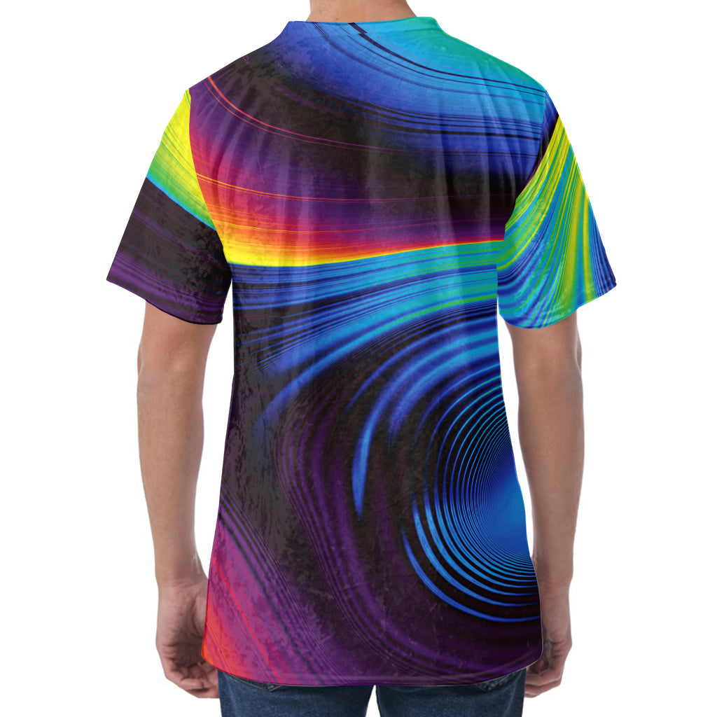 Colorful Psychedelic Print Men's Velvet T-Shirt
