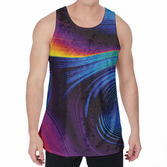 Colorful Psychedelic Print Men's Velvet Tank Top
