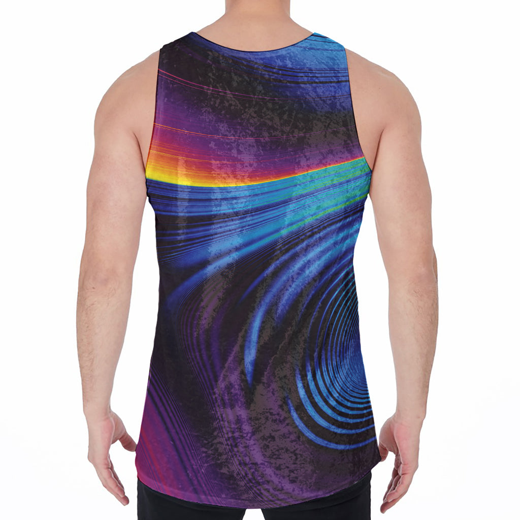 Colorful Psychedelic Print Men's Velvet Tank Top