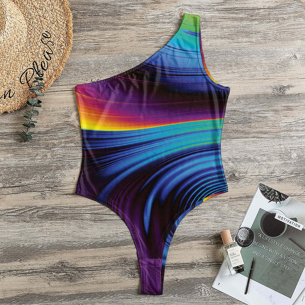 Colorful Psychedelic Print One Shoulder Bodysuit