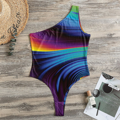 Colorful Psychedelic Print One Shoulder Bodysuit