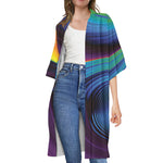 Colorful Psychedelic Print Open Front Beach Cover Up