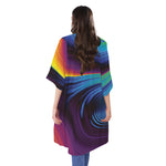 Colorful Psychedelic Print Open Front Beach Cover Up