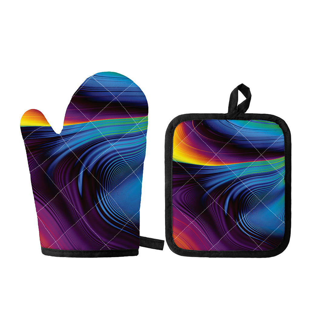 Colorful Psychedelic Print Oven Mitt And Pot Holder Set