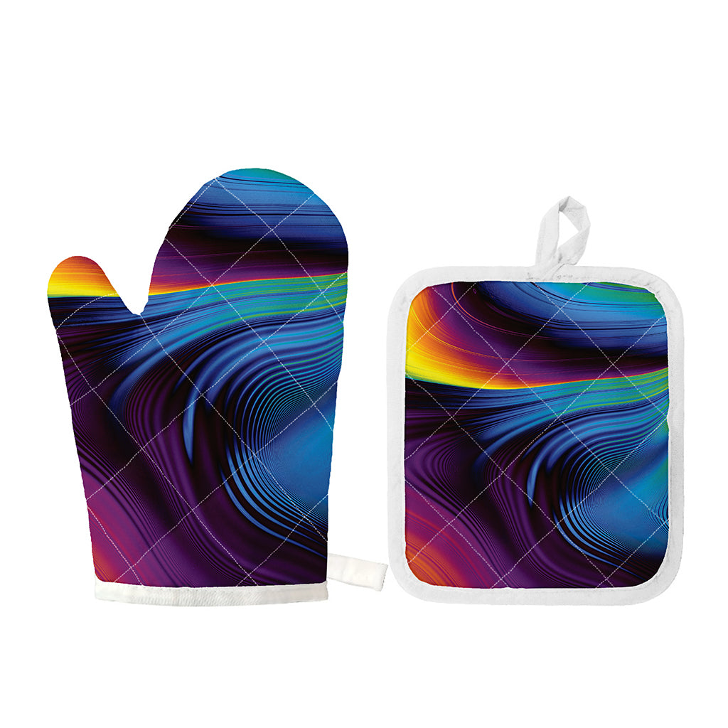 Colorful Psychedelic Print Oven Mitt And Pot Holder Set