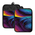 Colorful Psychedelic Print Pot Holders With Pocket