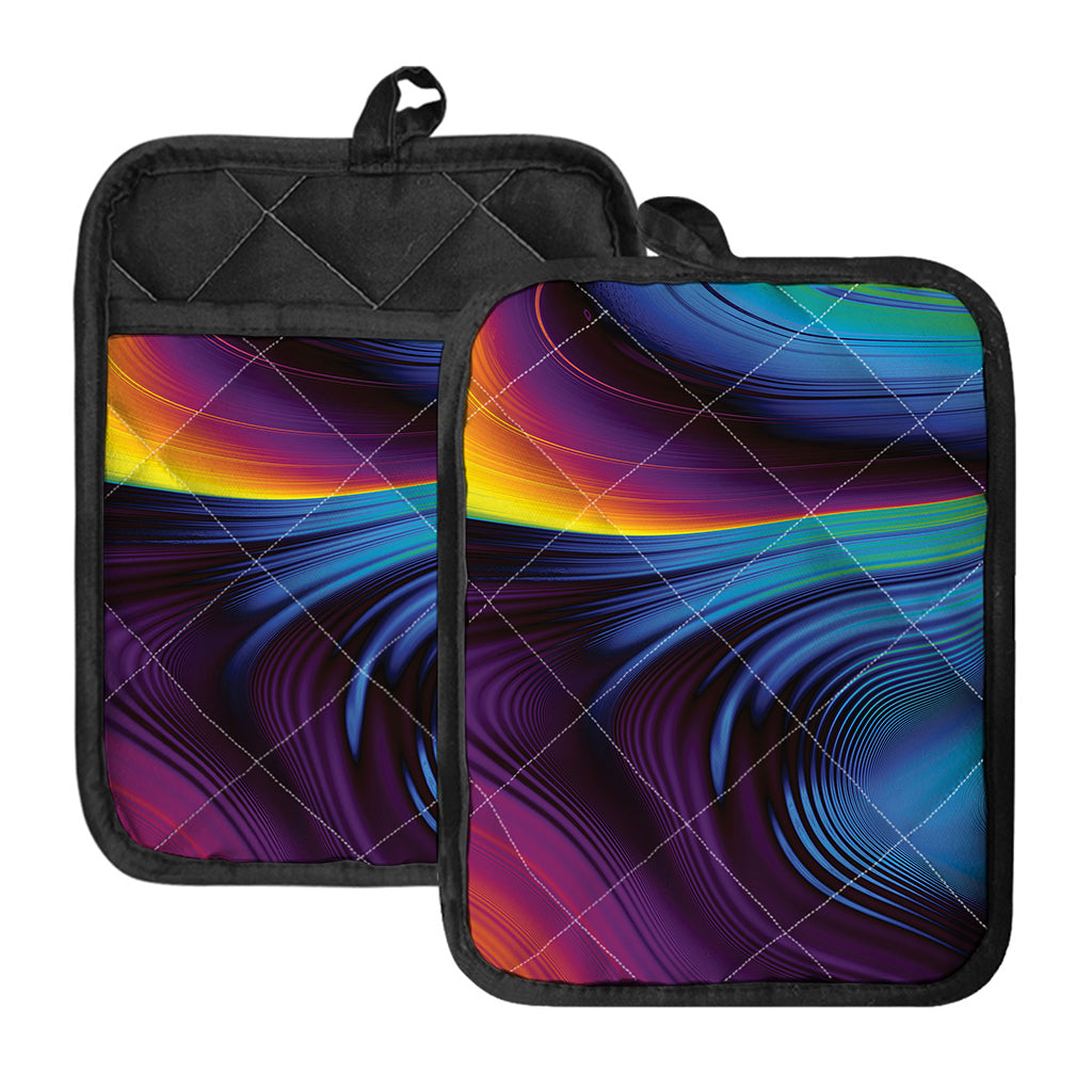 Colorful Psychedelic Print Pot Holders With Pocket