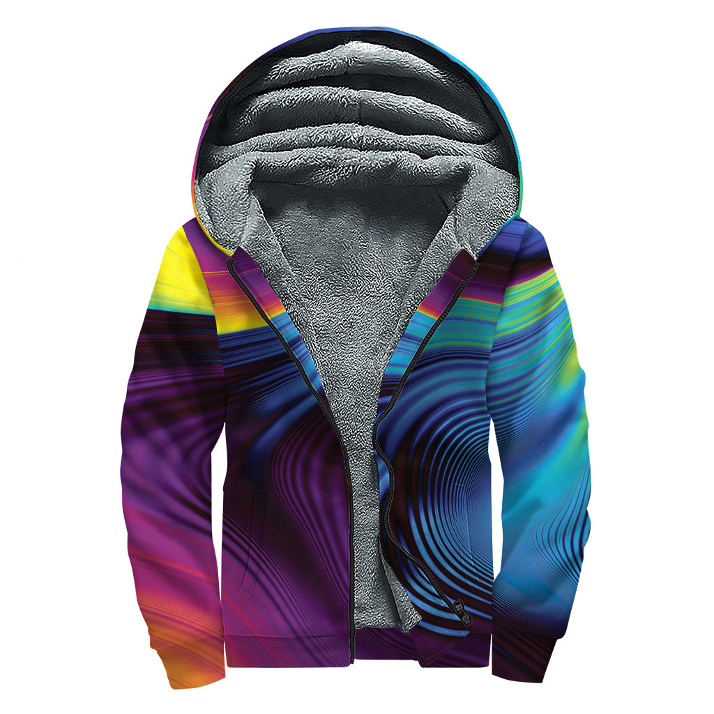 Colorful Psychedelic Print Sherpa Lined Zip Up Hoodie