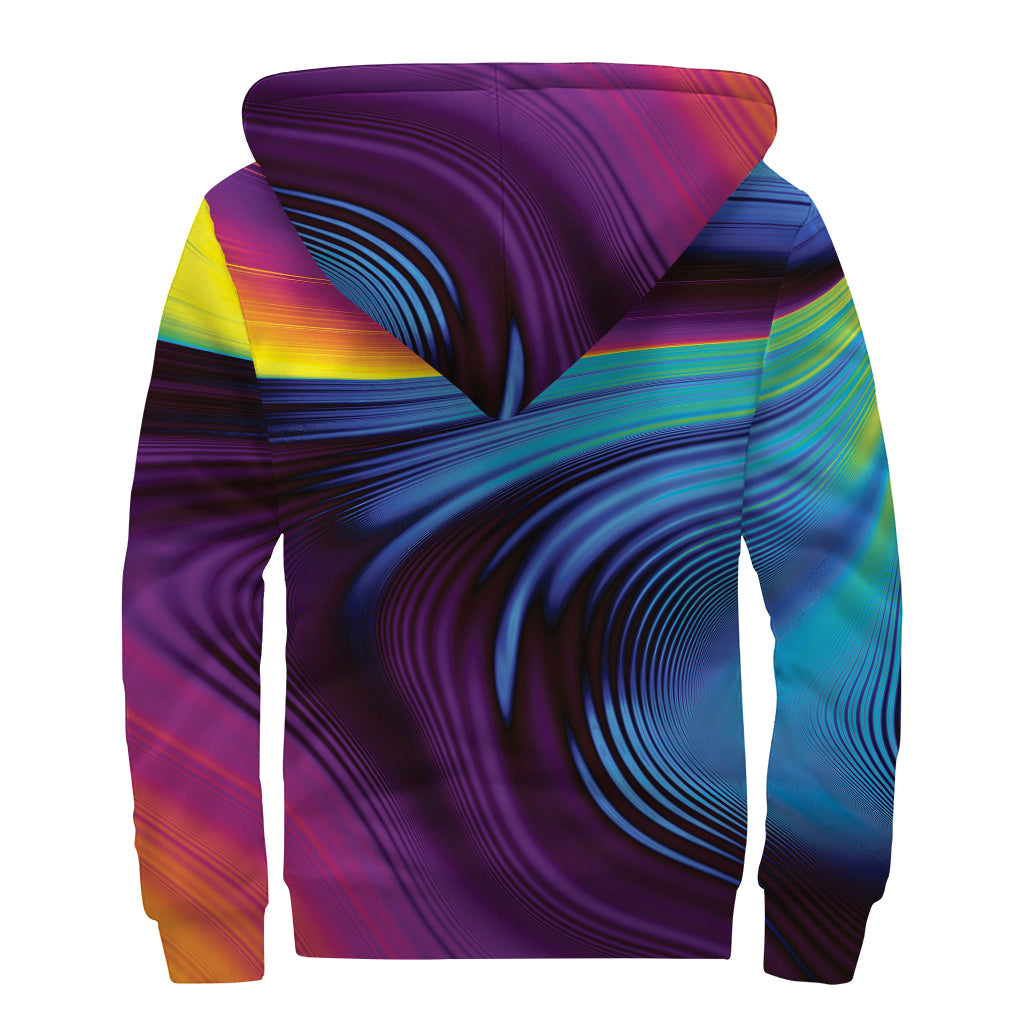 Colorful Psychedelic Print Sherpa Lined Zip Up Hoodie