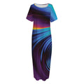 Colorful Psychedelic Print Short Sleeve Long Nightdress