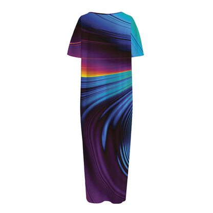 Colorful Psychedelic Print Short Sleeve Long Nightdress
