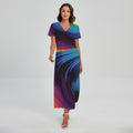Colorful Psychedelic Print Short Sleeve Maxi Dress