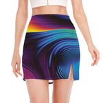 Colorful Psychedelic Print Side Slit Mini Skirt