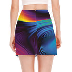 Colorful Psychedelic Print Side Slit Mini Skirt