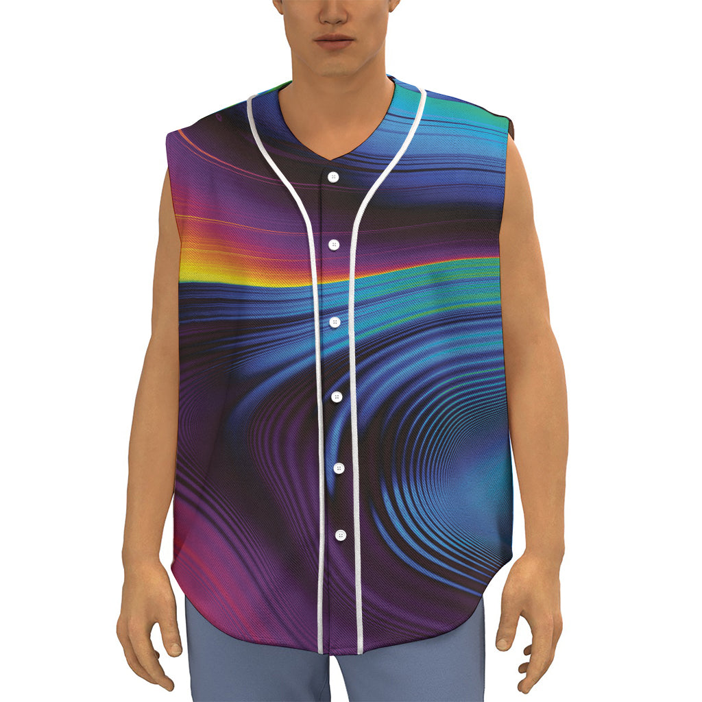 Colorful Psychedelic Print Sleeveless Baseball Jersey