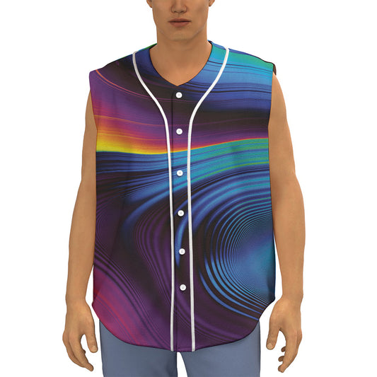 Colorful Psychedelic Print Sleeveless Baseball Jersey