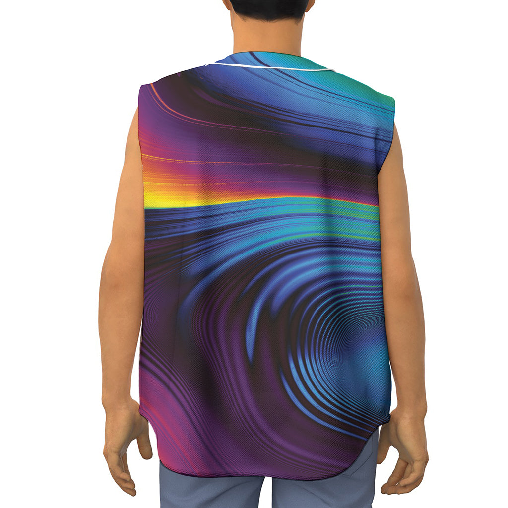Colorful Psychedelic Print Sleeveless Baseball Jersey